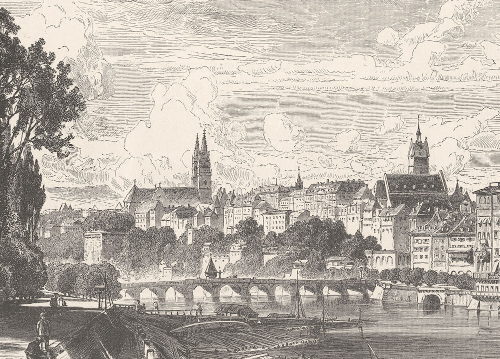 SWITZERLAND. Basel 1903 old antique vintage print picture